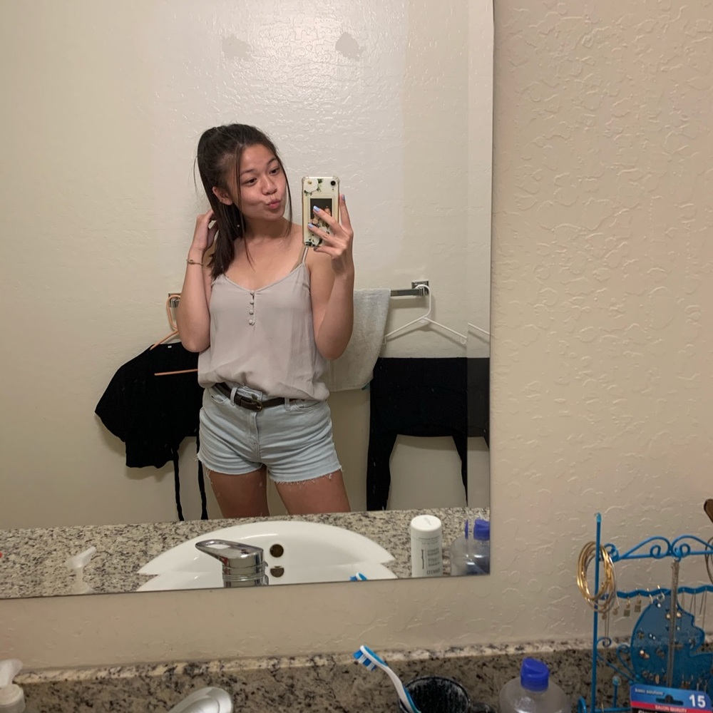 Gray Simple Button Tank Top - Picture 9 of 9